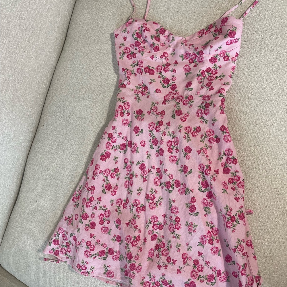 Floral Pink Spaghetti Strap Dress